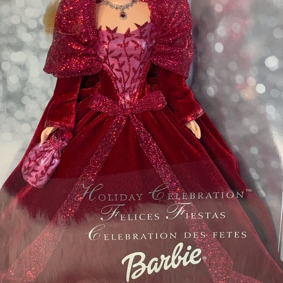 Collectable Barbie Holiday Celebration Doll 2002 in Sparkling Burgundy - Picture 2 of 6